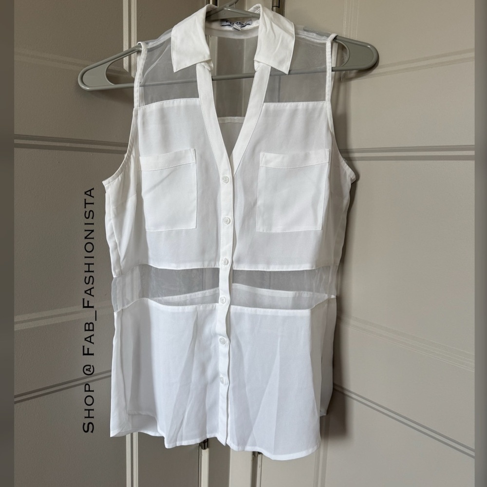🛍️ Express White Sleeveless Button Down Shirt